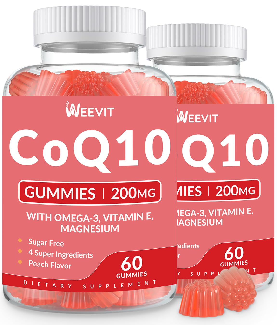 WEEVIT CoQ10 200mg Gummies with Omega-3, EPA + DHA, Magnesium & Vitamin E, 120 count