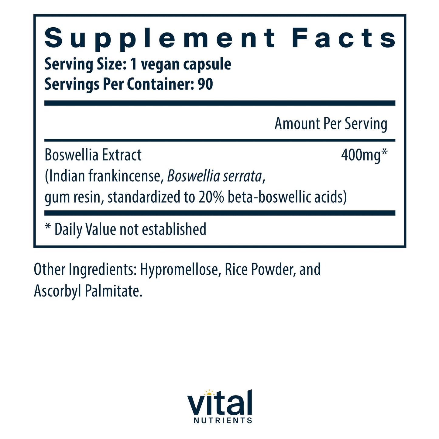 Vital Nutrients Boswellia Extract 400mg Capsules, 180 Capsules