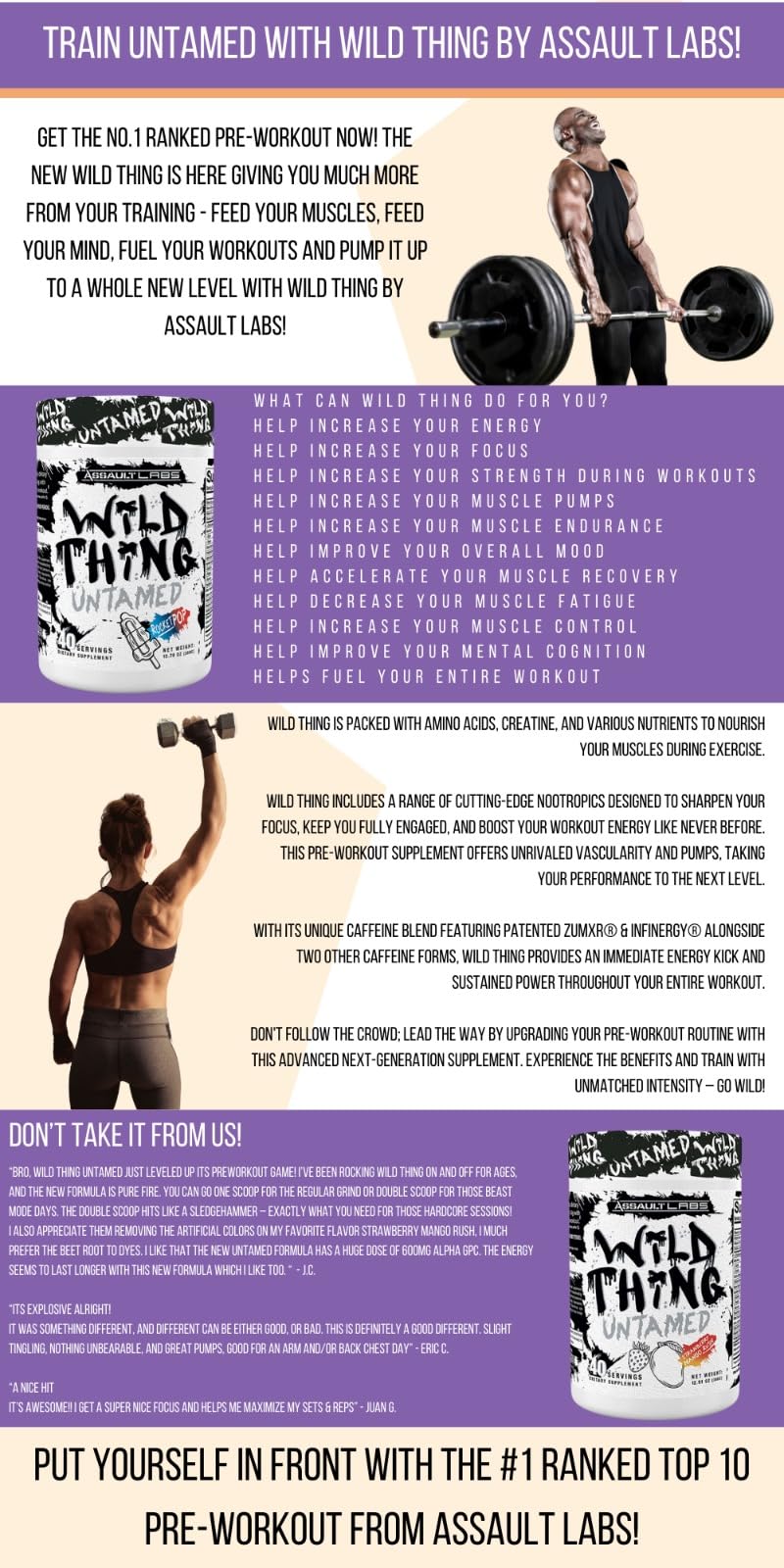 Assault Labs Wild Thing Pre Workout Powder, 12.7 Ounce (Pack of 1)
