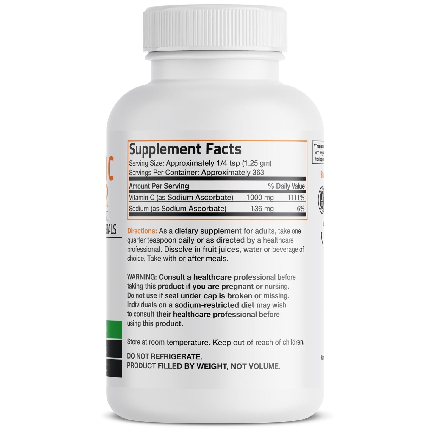 Bronson Vitamin C Powder Sodium Ascorbate, 16 oz