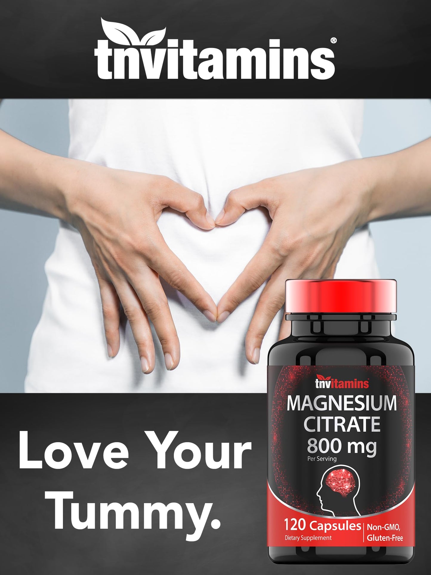 TNVitamins Magnesium Citrate 800 mg Capsules, 120 Count