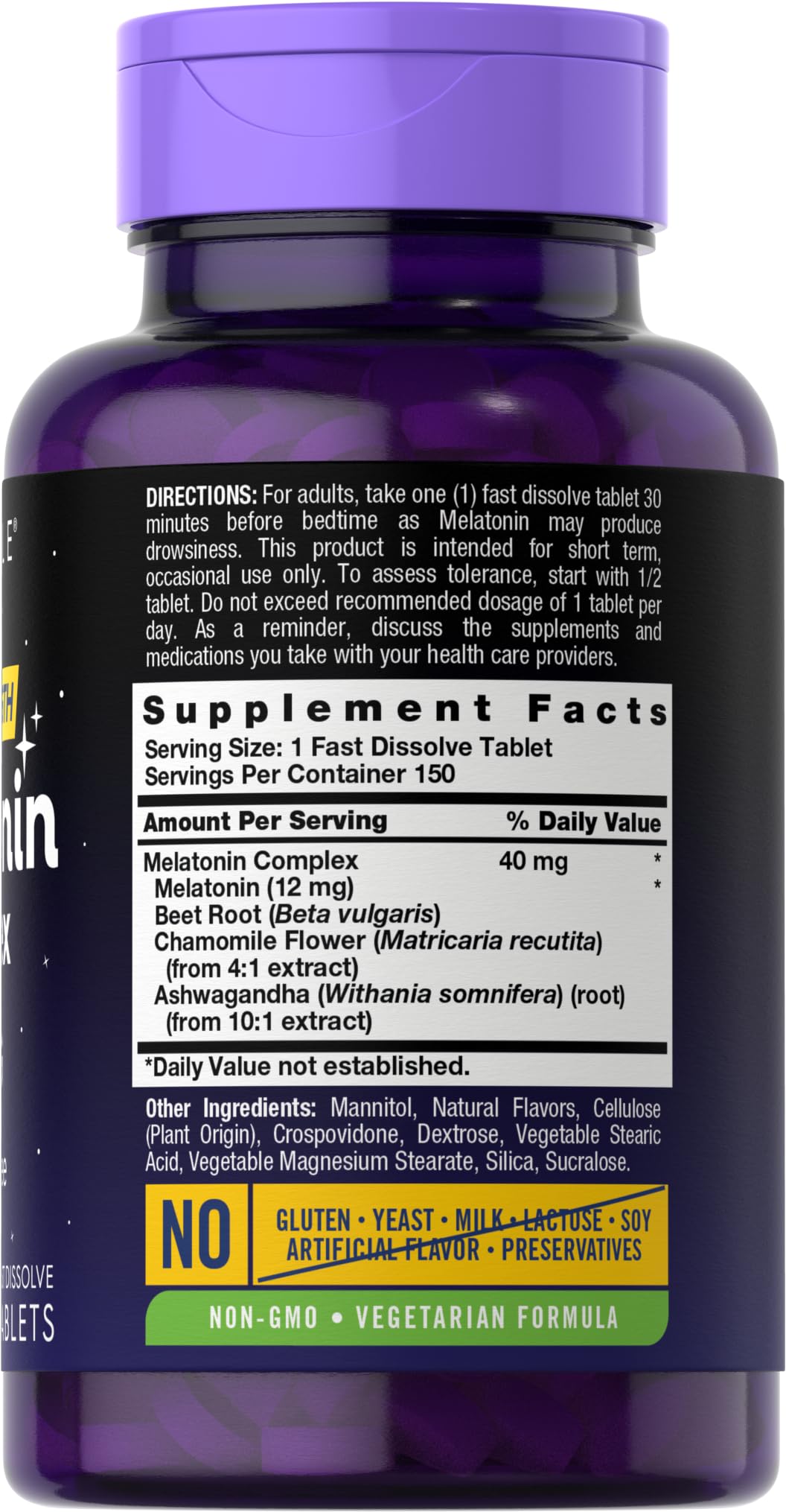 Carlyle Melatonin 40mg Complex Tablets, 150 Count