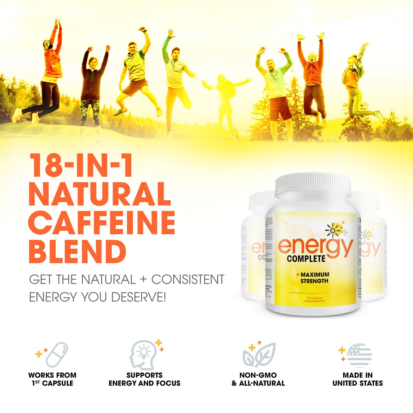 Instant Brands Energy Complete 18-in-1 Vegan Energy and Focus Supplement - Vegan Caffeine Capsules, 60 Count