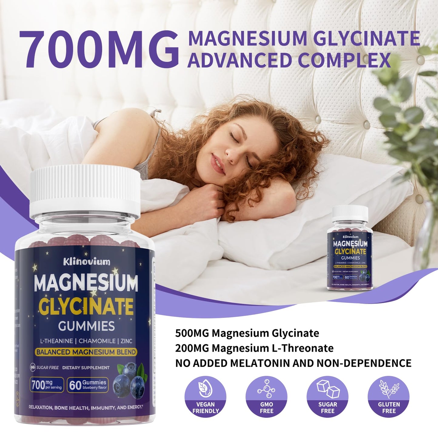 Klinovium Magnesium Glycinate Gummies 700mg, 60 Count