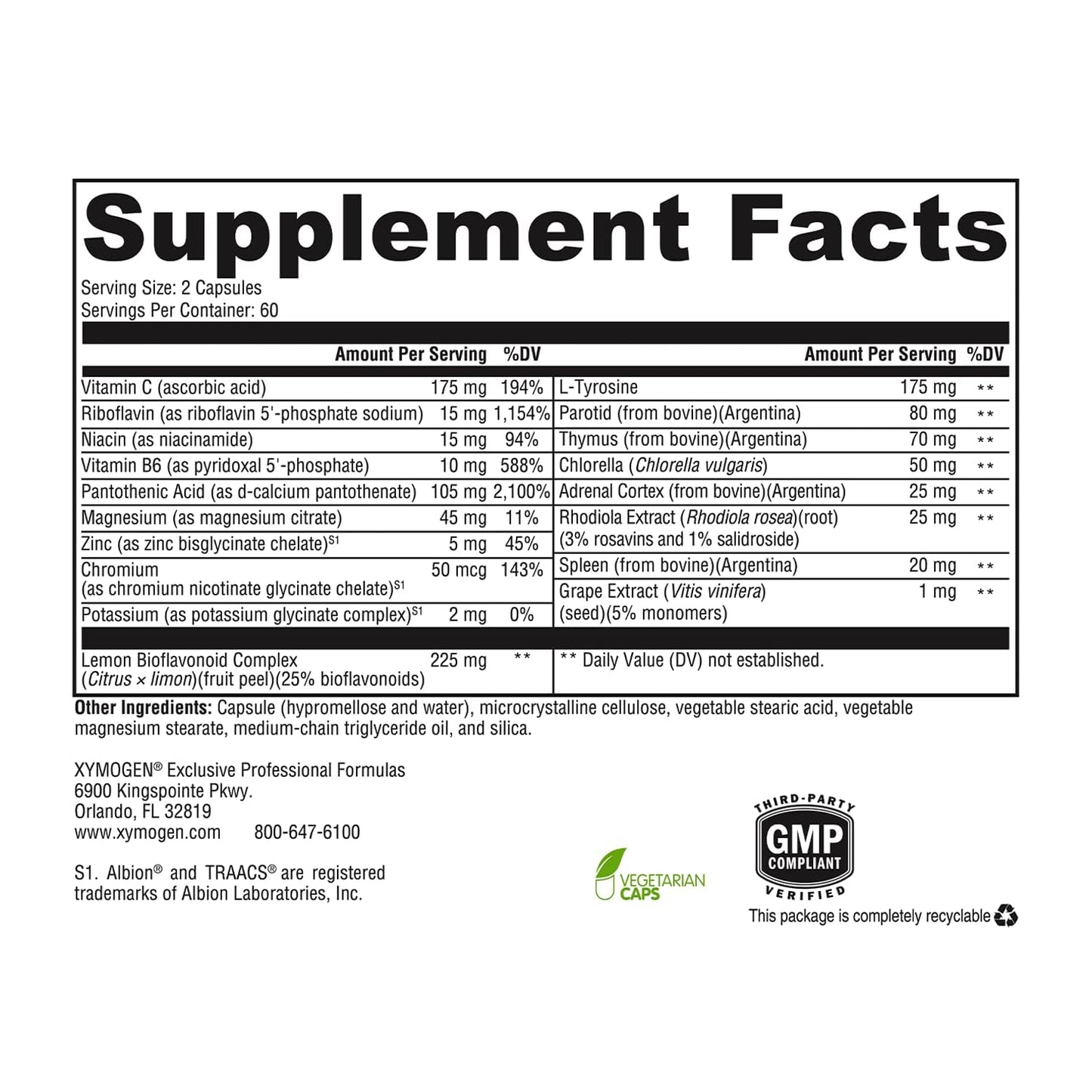 XYMOGEN Adrenal Manager (Capsule) 120 Count