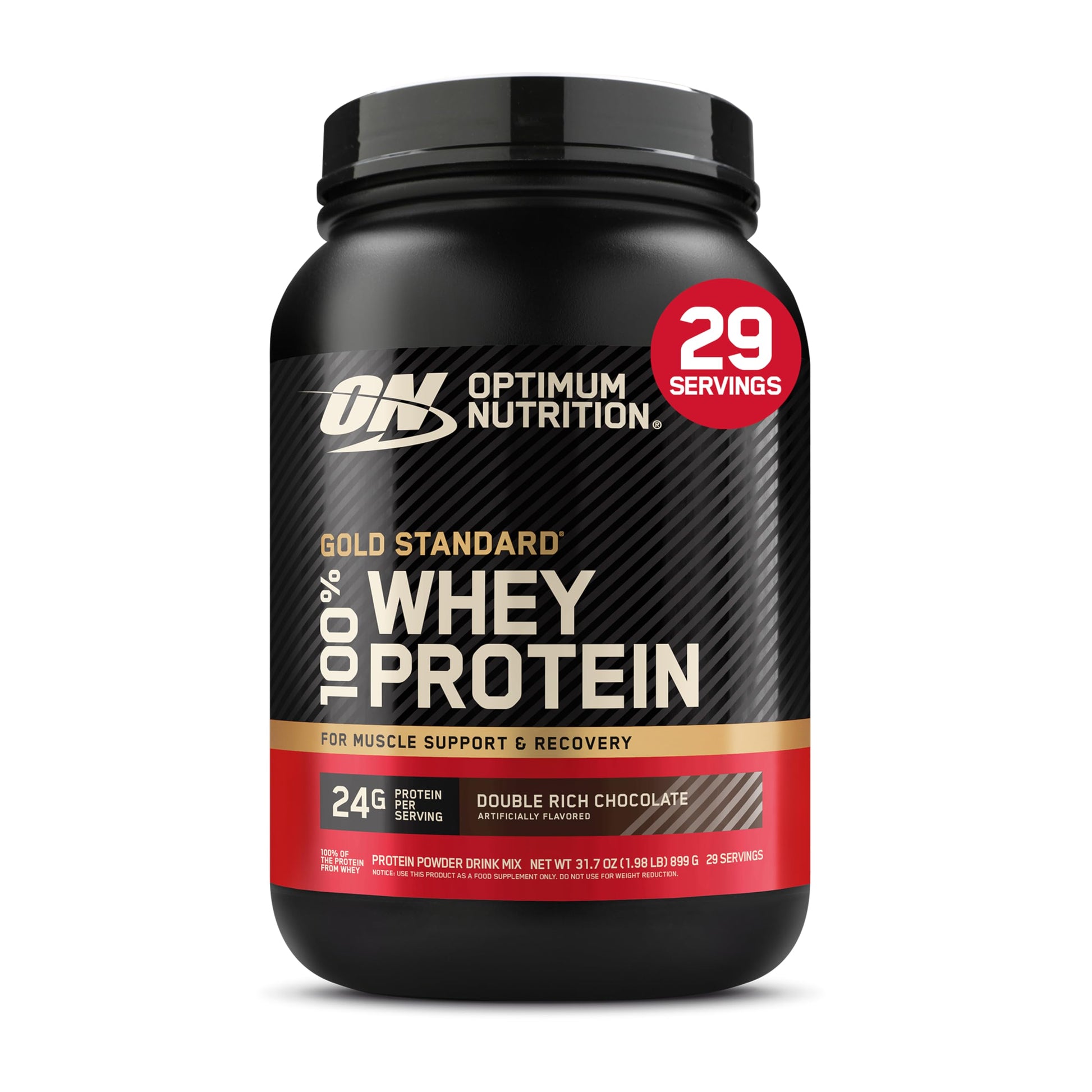 Optimum Nutrition Gold Standard 100% Whey Protein Powder Double Rich Chocolate 2 lb 32 Servings