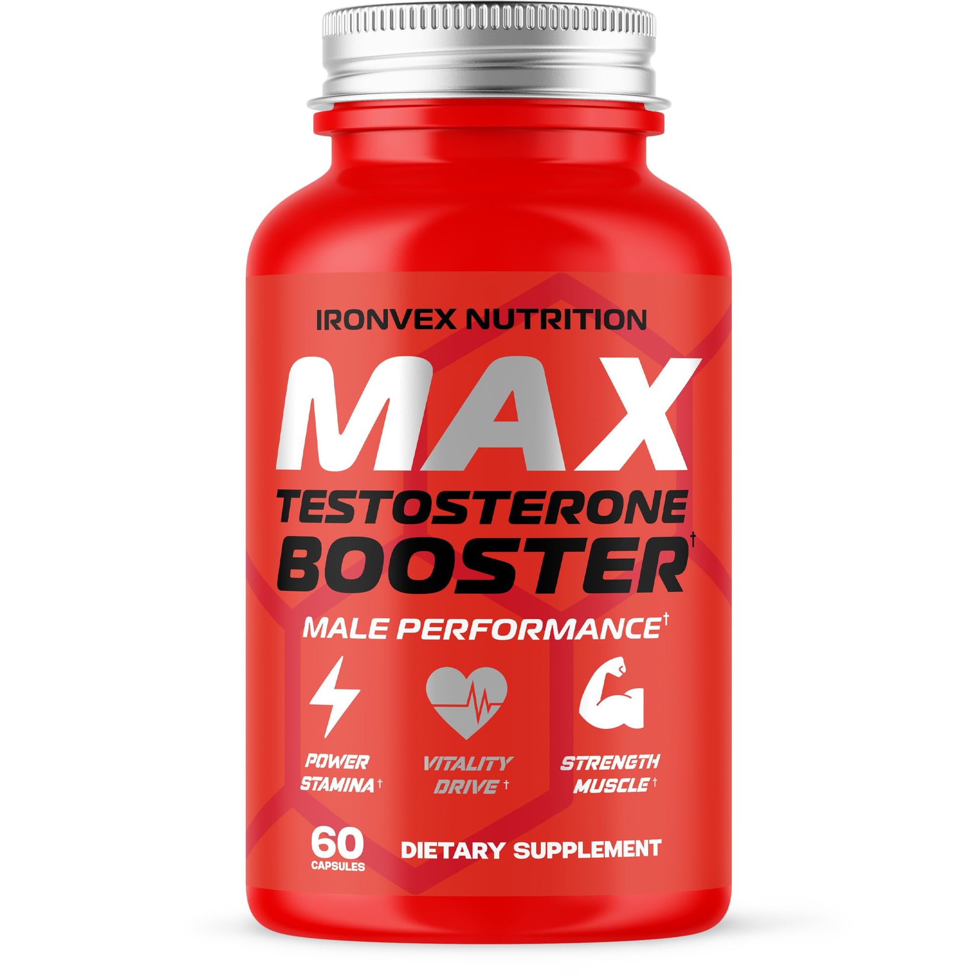 IronVex Nutrition Testosterone Booster for Men - Male Enhancing Tongkat Ali & Ashwagandha, 60 Capsules