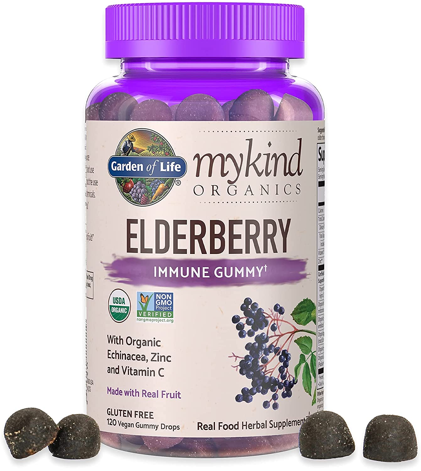 Garden of Life Organics Elderberry Gummies for Adults & Kids 120 Count