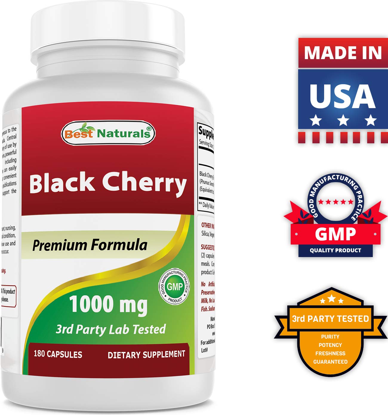 Best Naturals Black Cherry 1000mg & Turmeric Curcumin 1500mg/Serving with Bioperine Capsules, 2 Count
