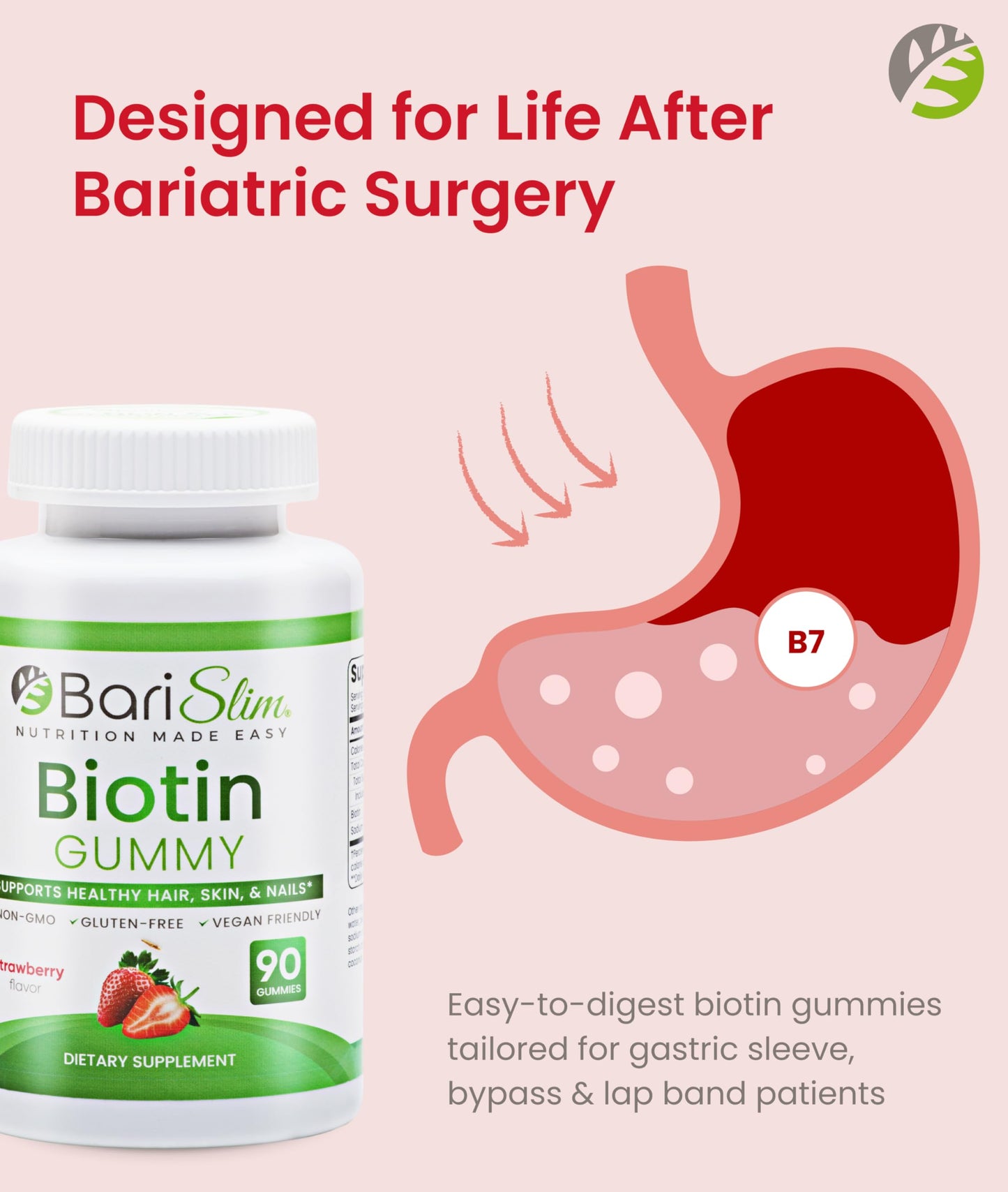 BariSlim Bariatric Vitamin Biotin Gummies, 90 Count