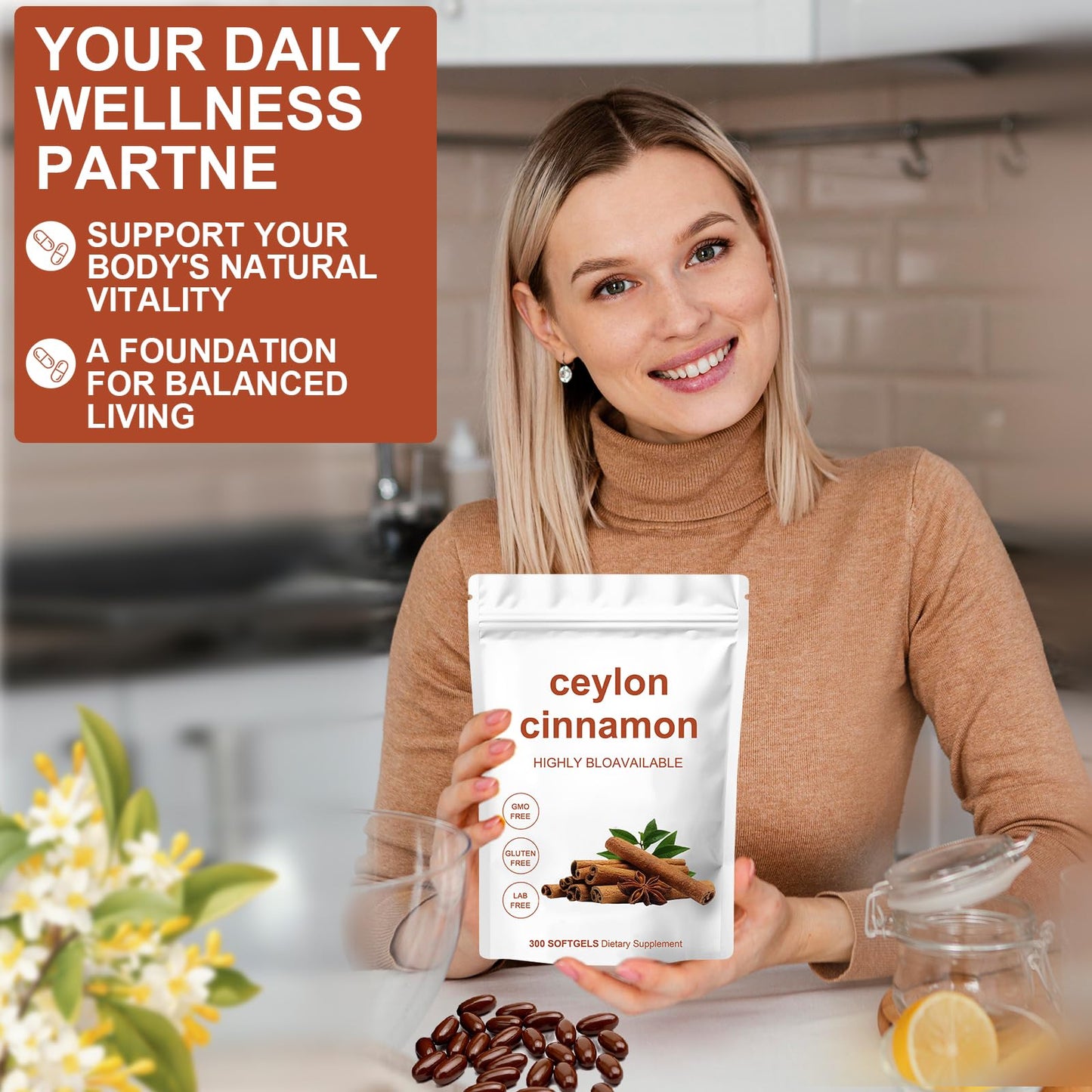 ZEYARUIBO Ceylon Cinnamon Capsules 300 Count