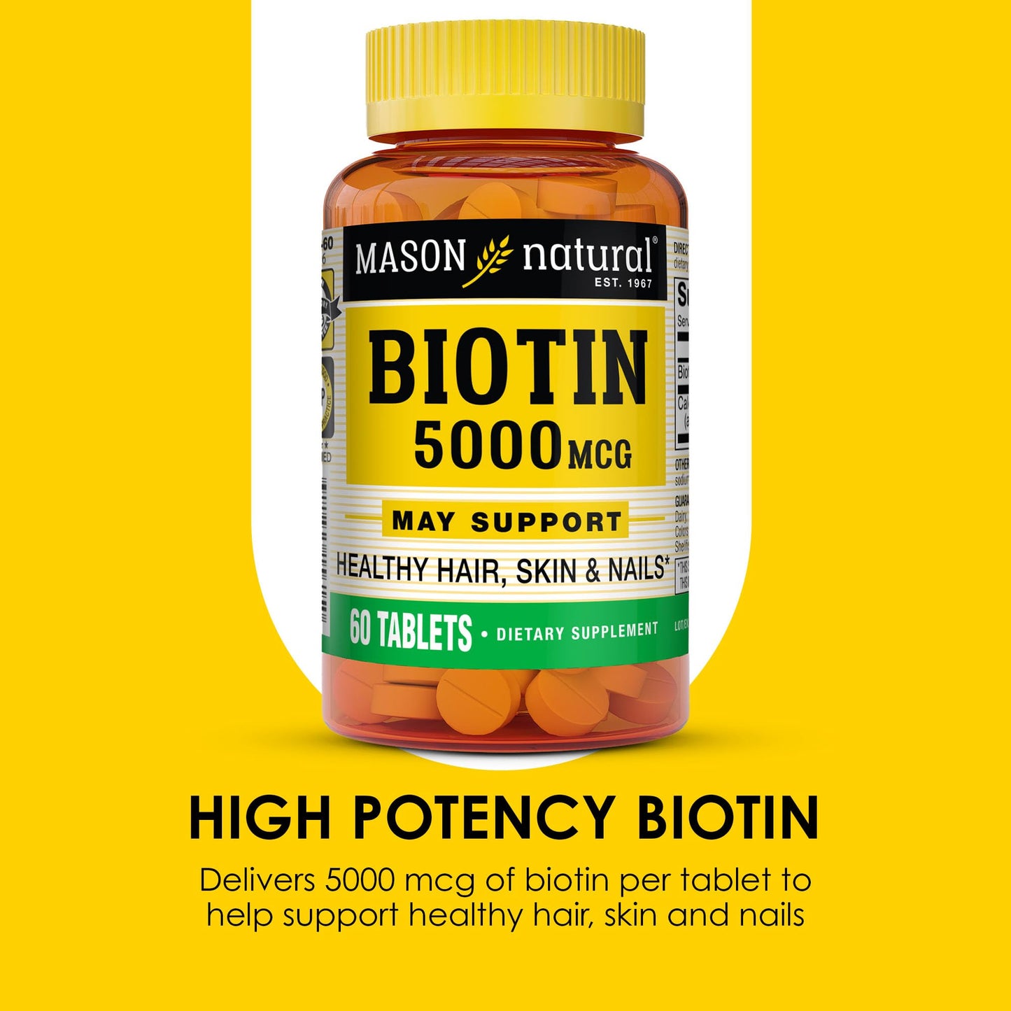 MASON NATURAL Biotin 5000 mcg with Calcium Softgel 60 Count