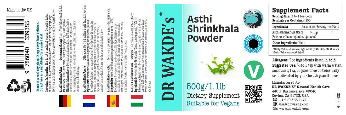 DR WAKDE's Asthi Shrinkhala Powder (Cissus quadrangularis) 35.27 oz (Pack of 1)
