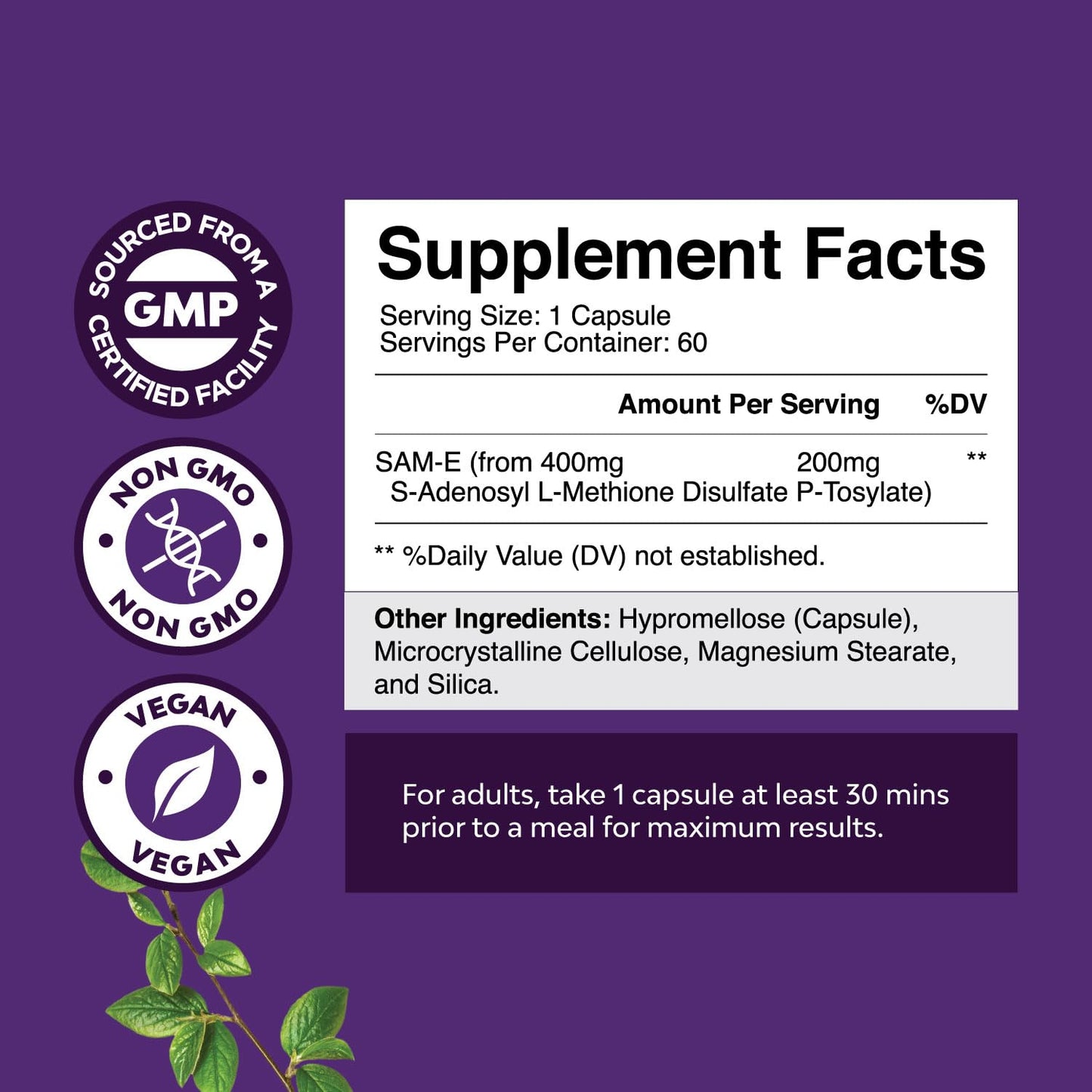 Natures Craft SAM-E 200mg Mood Support Capsule, 60 Count