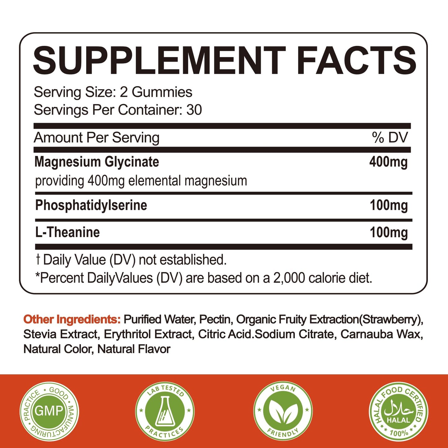 Yalei Magnesium Glycinate Gummies 400mg with L-Theanine, Phosphatidylserine – Sleep, Stress & Muscle Relief for Adults & Kids, Non-GMO, Vegan, Sugar Free, 60 Gummies
