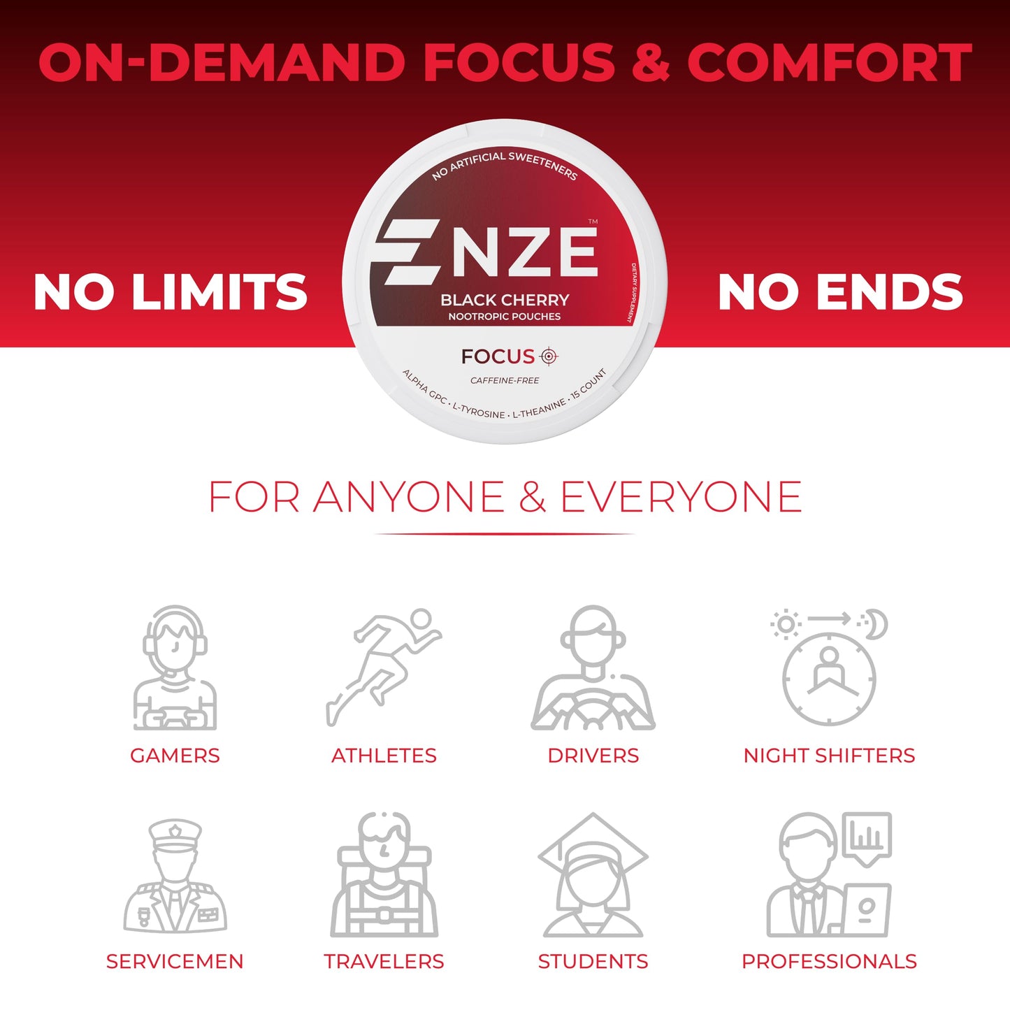NZE Caffeine Free Nootropic Pouches (Black Cherry) Caplet 5