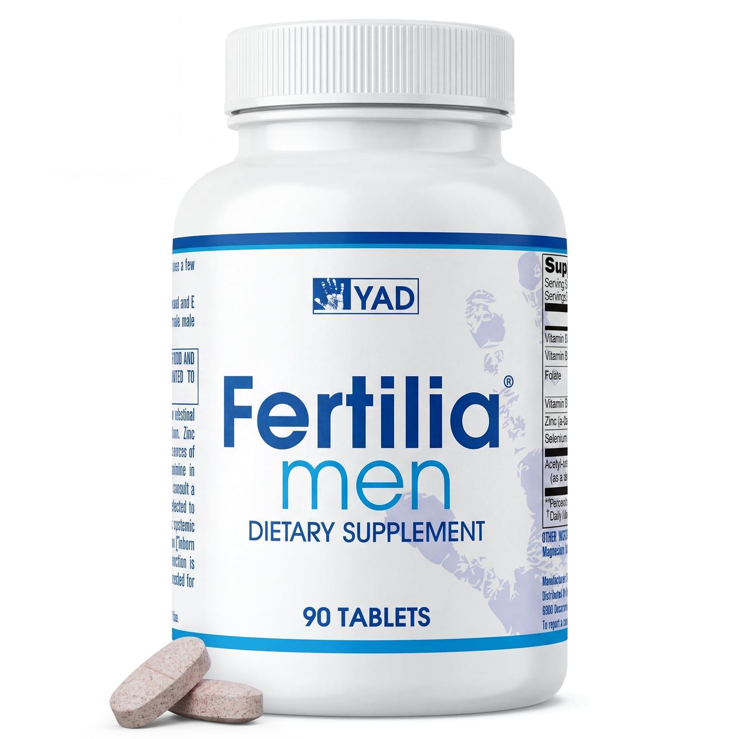 Fertilia Men's Fertility Support Pre-Conception Supplement with L-Carnitine, Zinc & Antioxidants, Non-GMO, Gluten-Free, Dairy-Free, 90 Tablets