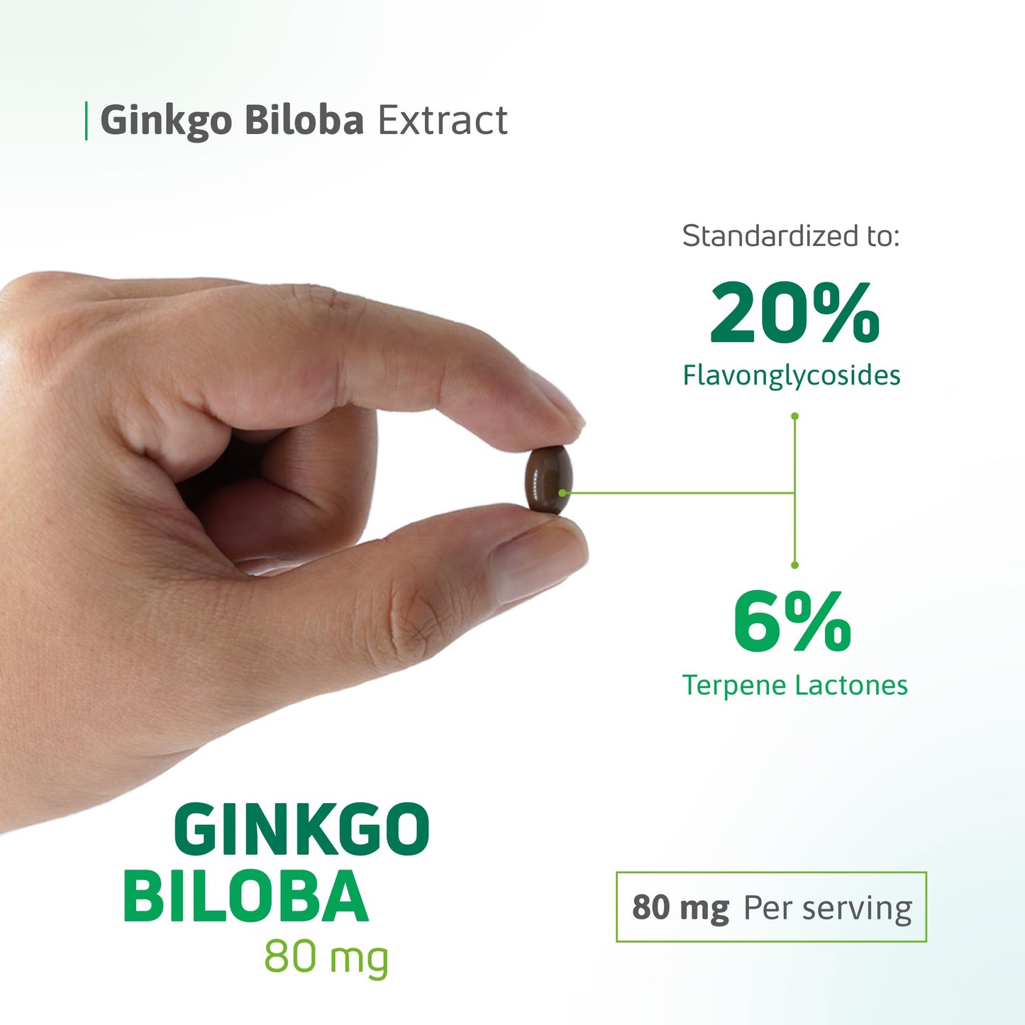 Nutra Nutrition Ginkgo Biloba Supplement 80 mg Capsule, 60 Count