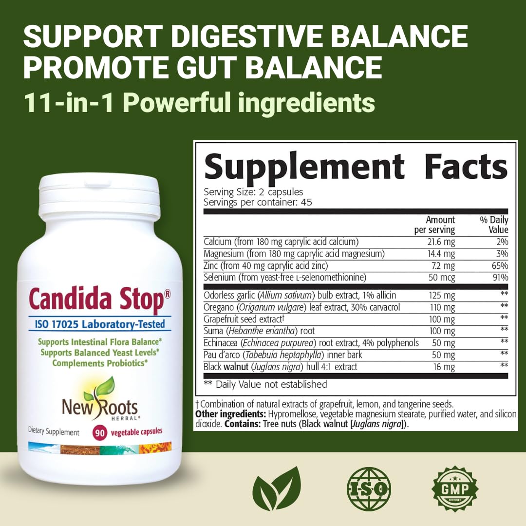 NEW ROOTS HERBAL Candida Cleanse Detox Supplement 90 Capsules