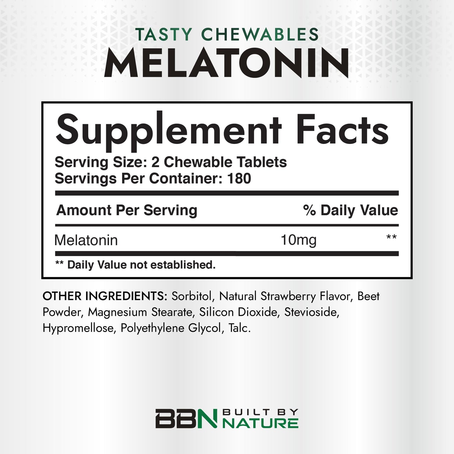 Built by Nature Melatonin 10 mg Sleep Aid Chewable 360 Count
