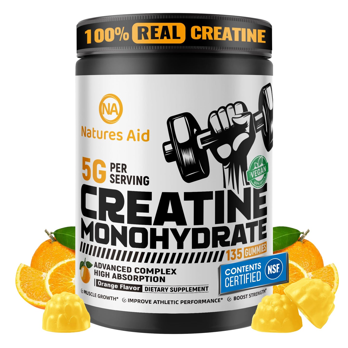 Natures Aid Creatine Monohydrate Gummy 135 Count