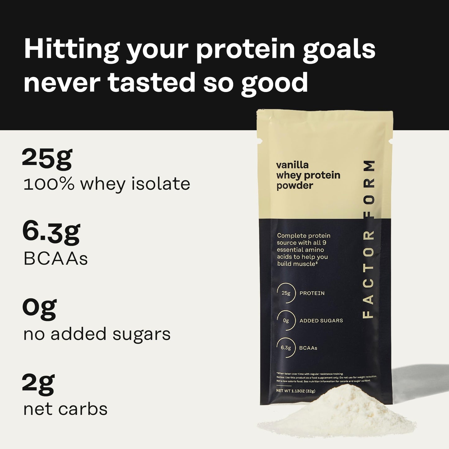 FACTOR FORM Whey Protein Powder, 15 Packets
