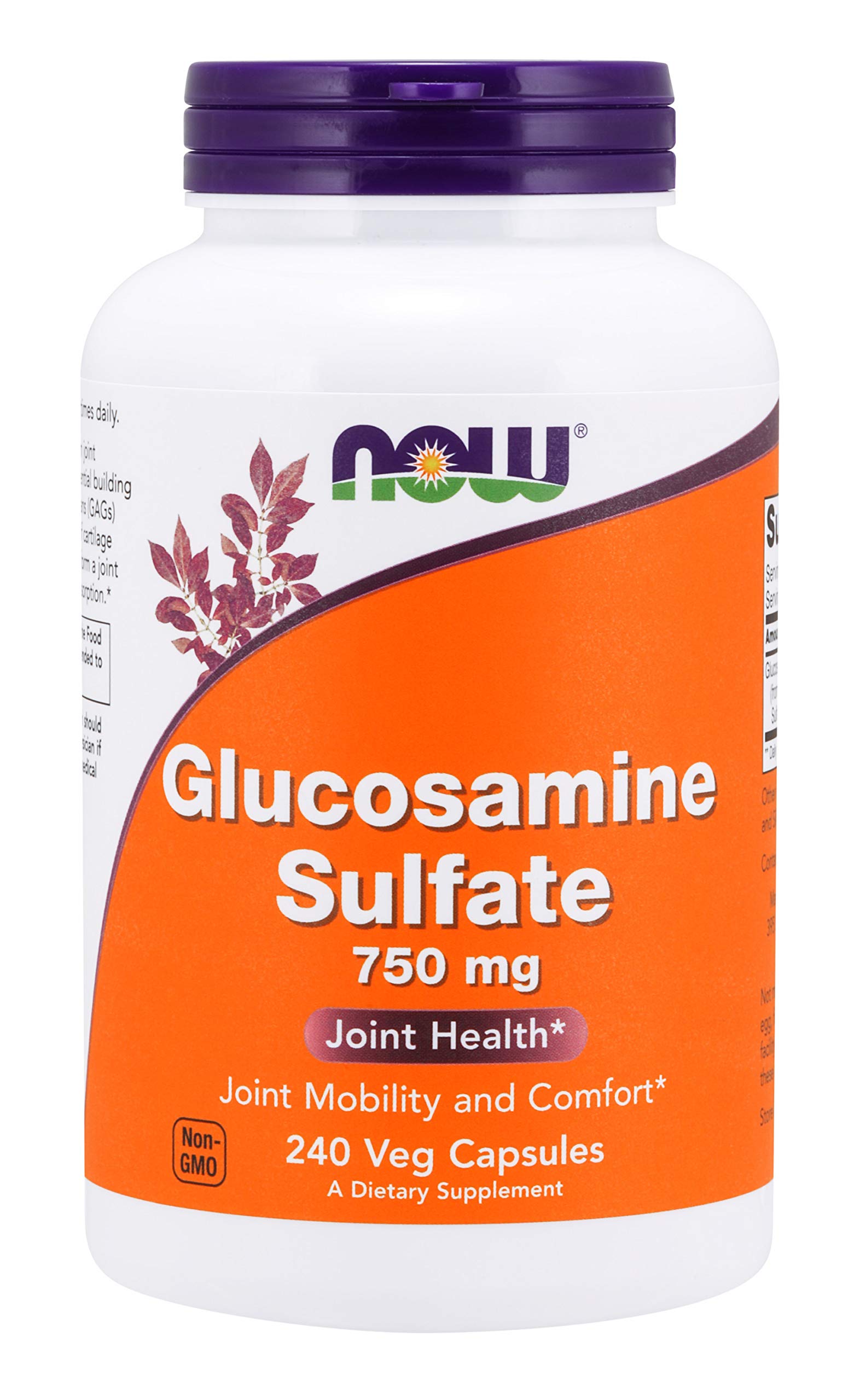 NOW Foods Glucosamine Sulfate 750 mg Capsule, 240 Capsules