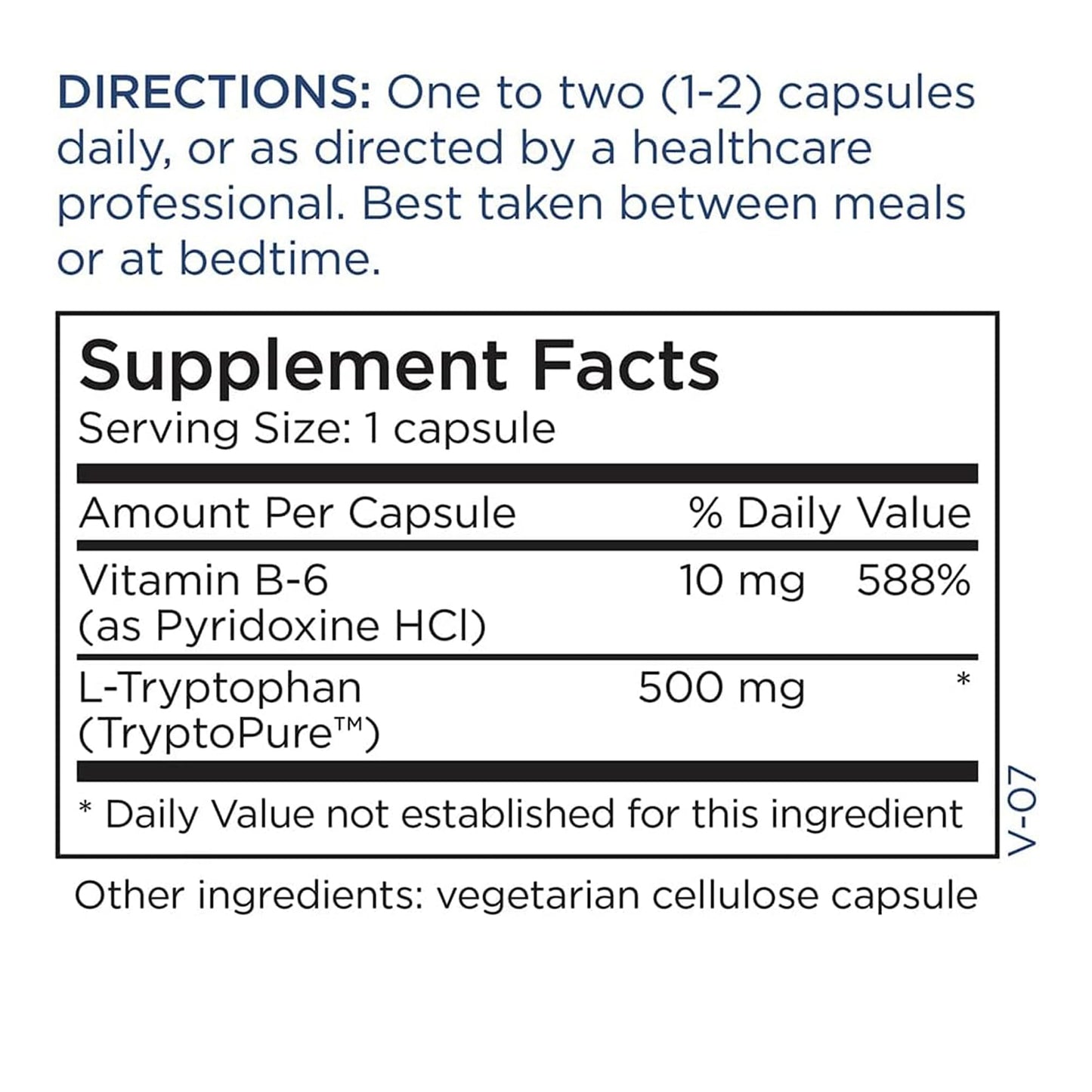 Metabolic Maintenance L-Tryptophan 500 mg Capsules, 60 Count