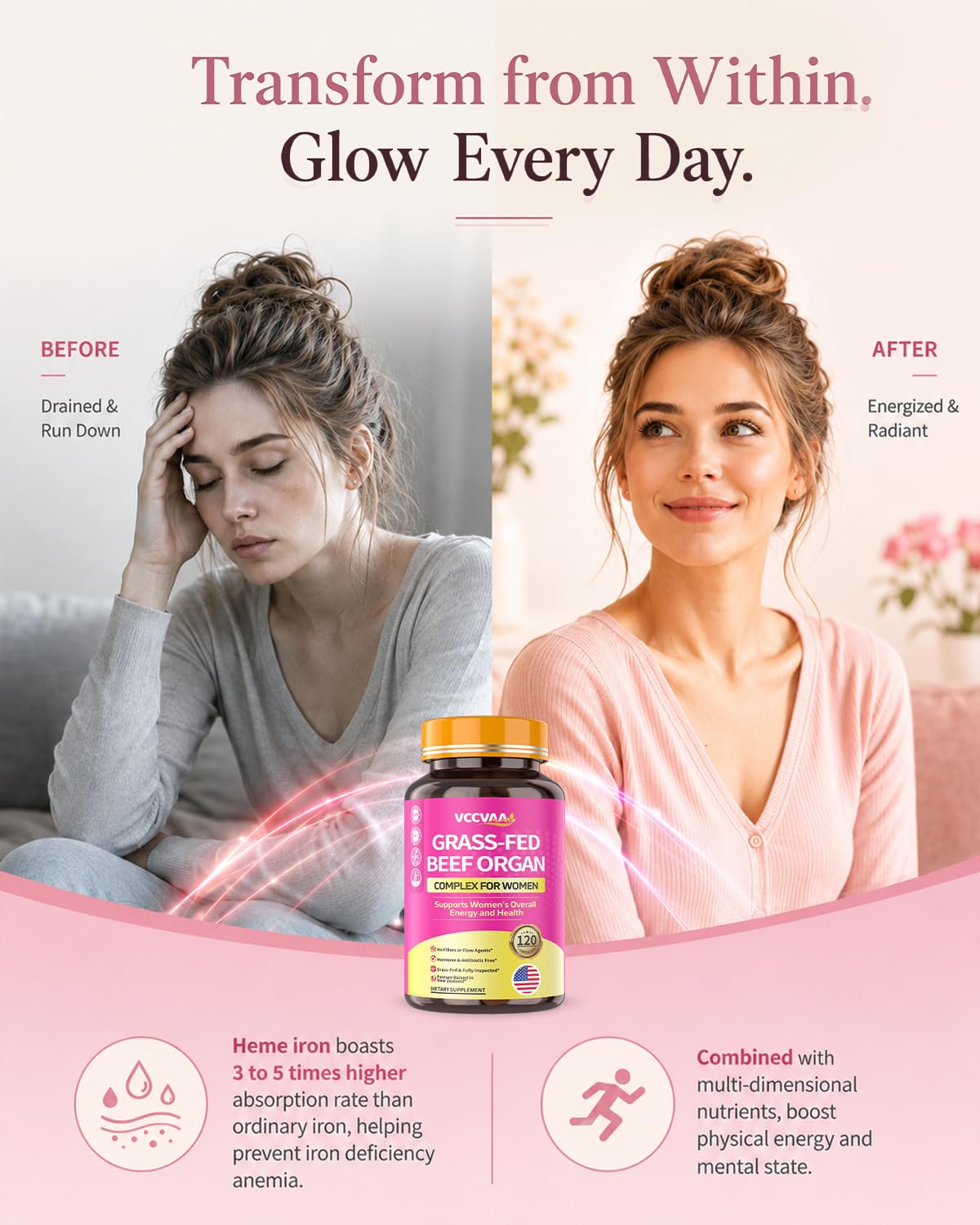 Vccvaa Beef Organ Supplement for Women Capsule 120 Caps