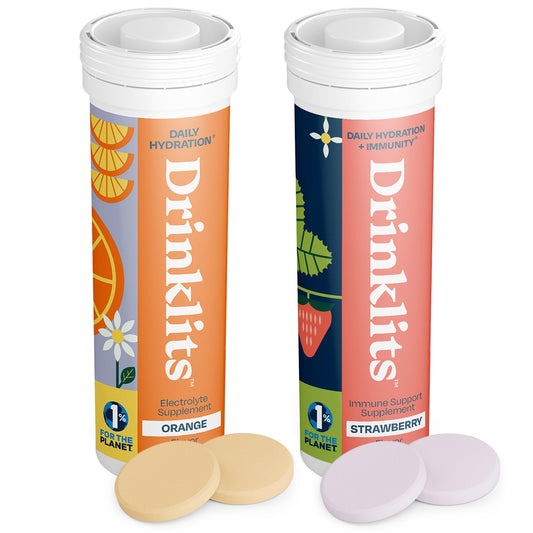 Drinklits Orange Daily Hydration Tablets + Strawberry Immunity Tablets, 20 Tablets