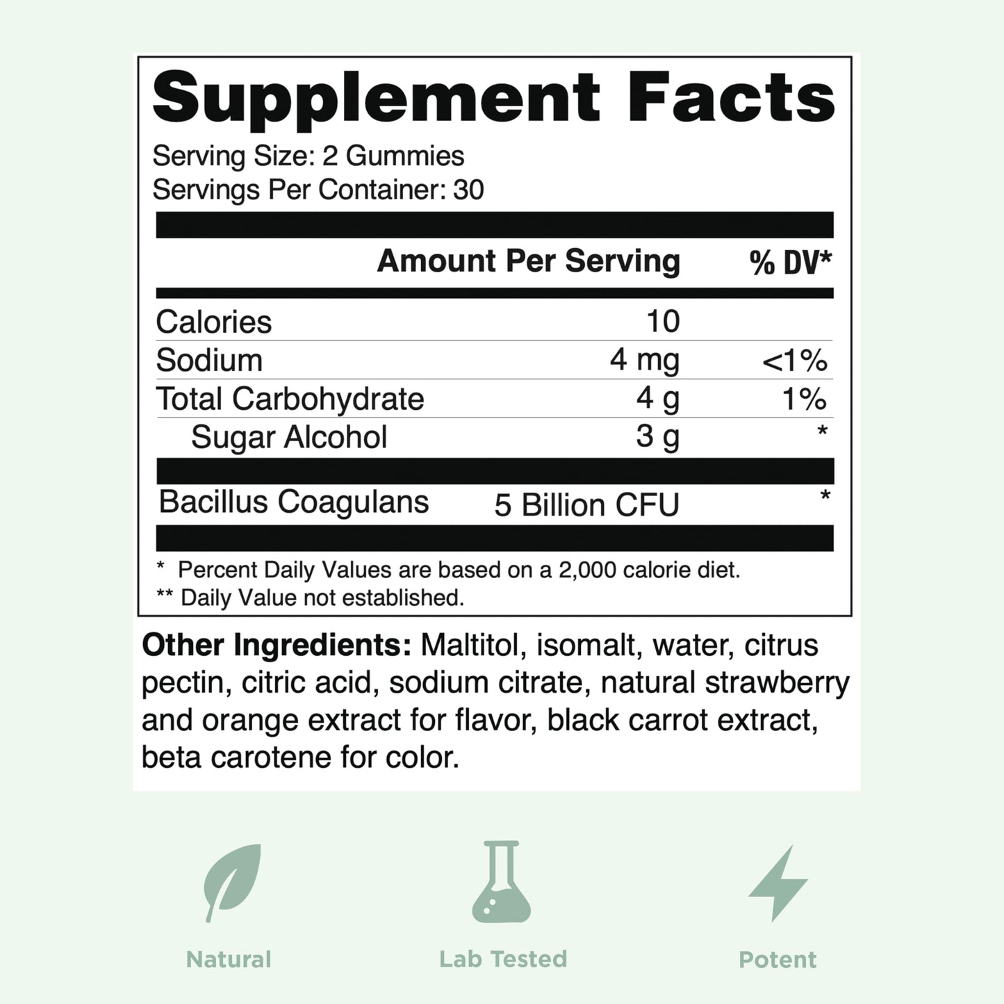 Yuve Natural Sugar Free Probiotic Gummies 5 Billion CFU, 60 Count