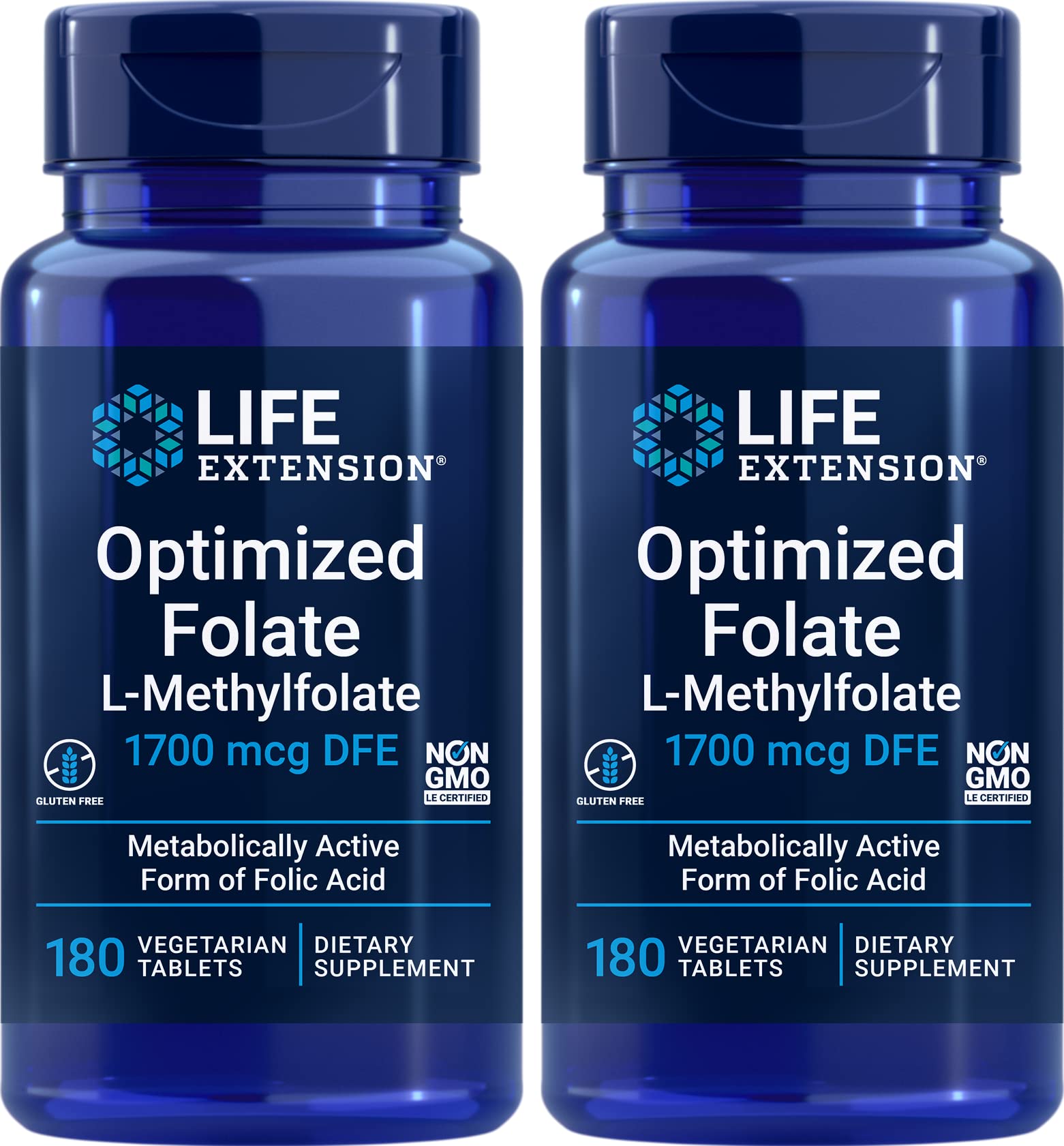 Life Extension Optimized Folate (L-Methylfolate) 1700 mcg DFE Tablets, 360 Tablets