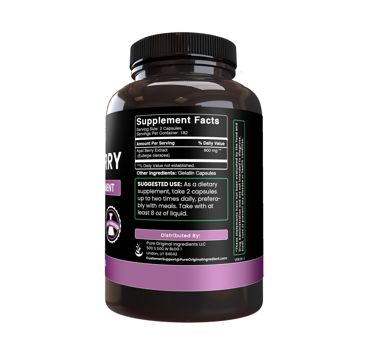 Pure Original Ingredients Acai Berry Extract Capsule 365