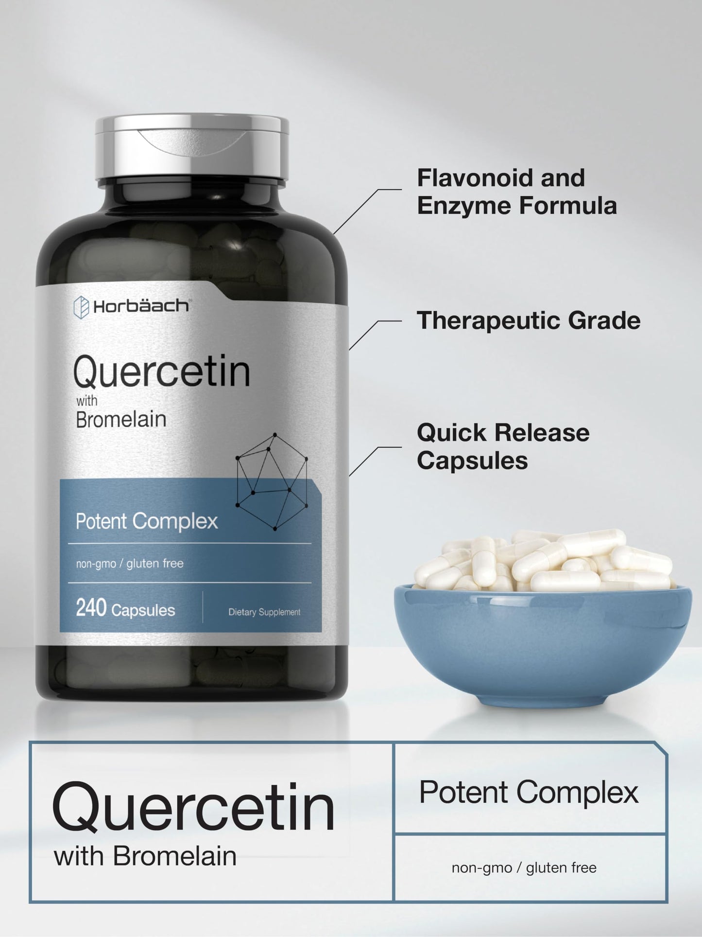 Horbäach Quercetin with Bromelain Supplement Capsule, 240 Count