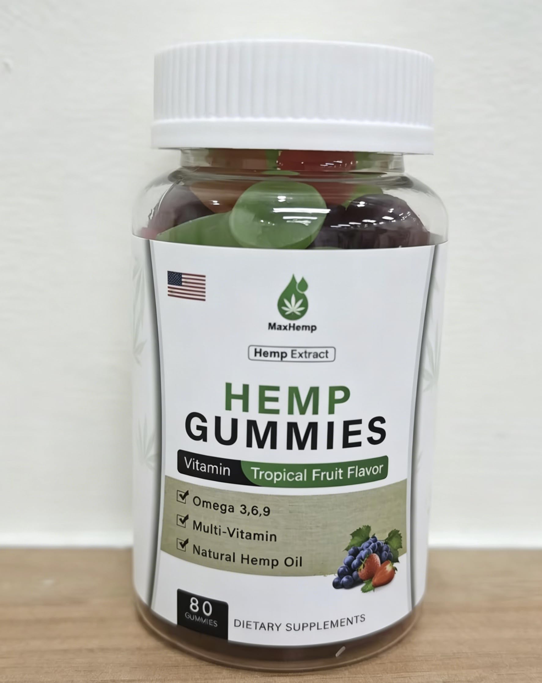 MaxHemp Omega Gummies for Adults Vegan Gummy 80 Count