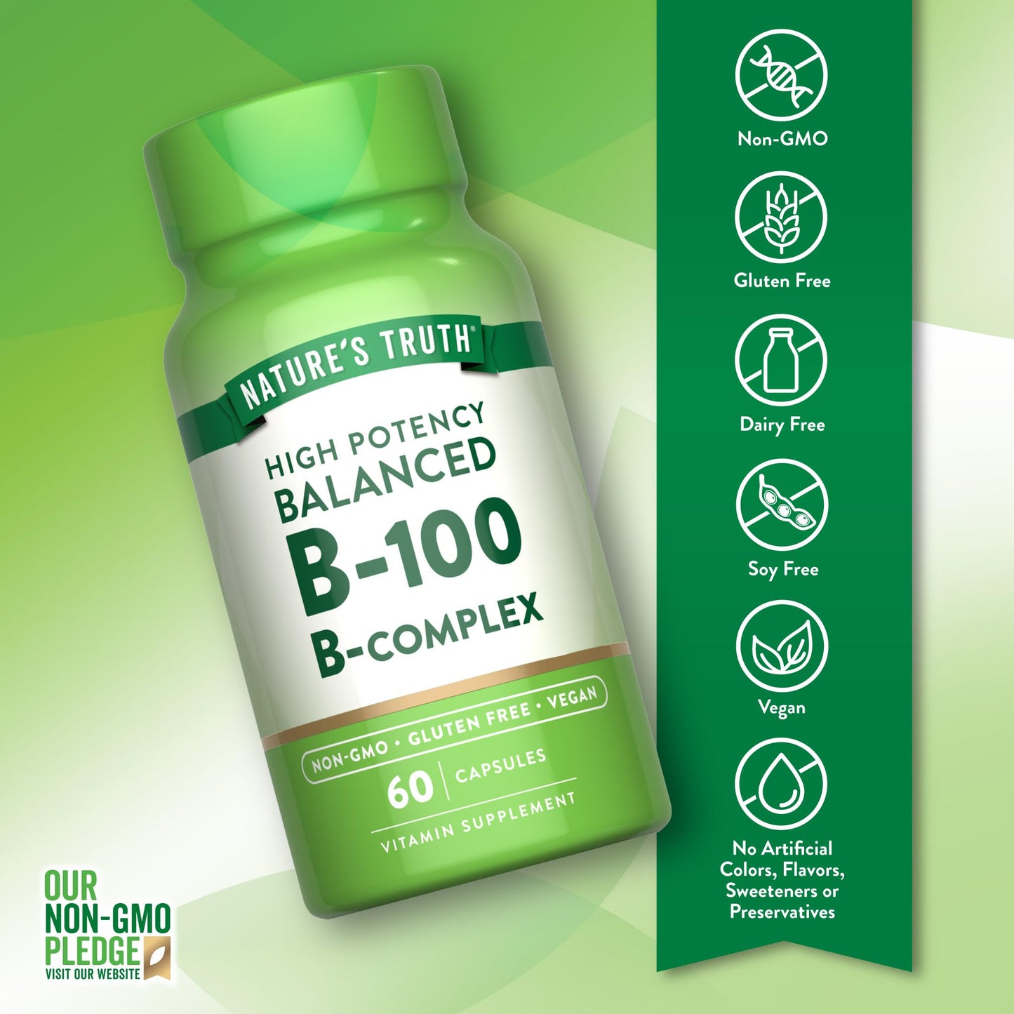 Nature's Truth Vitamin B Complex for Women and Men, 60 Capsules