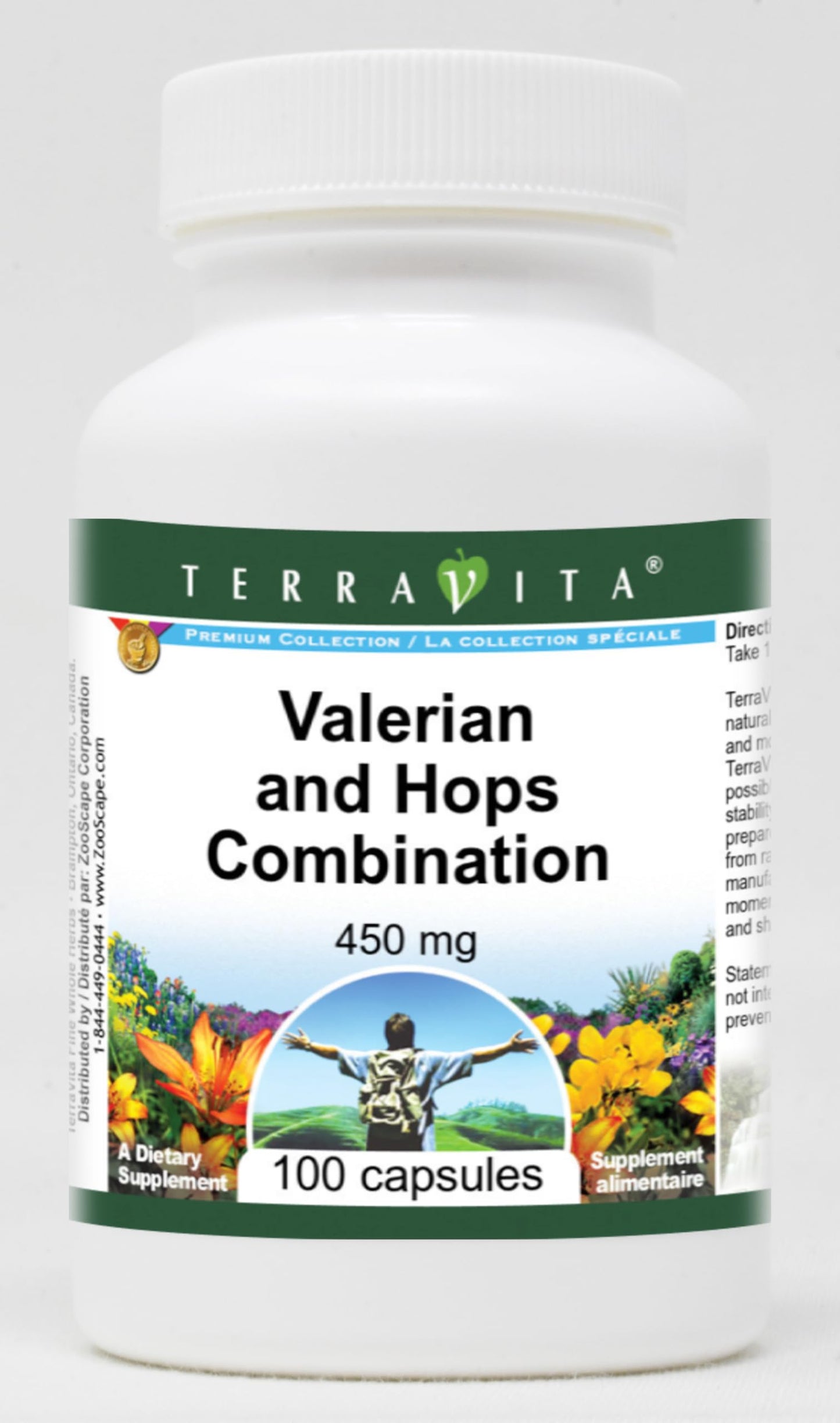 Terravita Valerian and Hops Combination 450 mg Capsule, 300 Count
