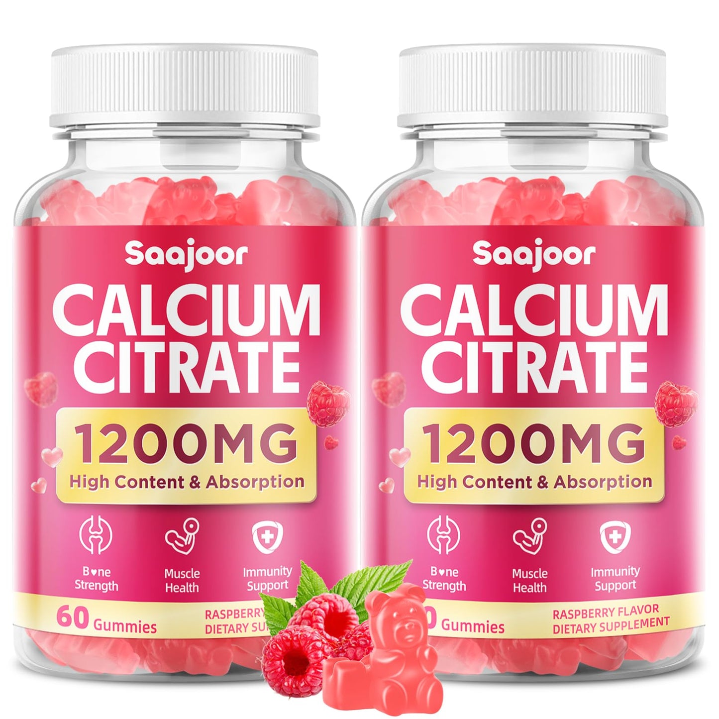 Saajoor Calcium Citrate Gummies 1200mg 2-Pack