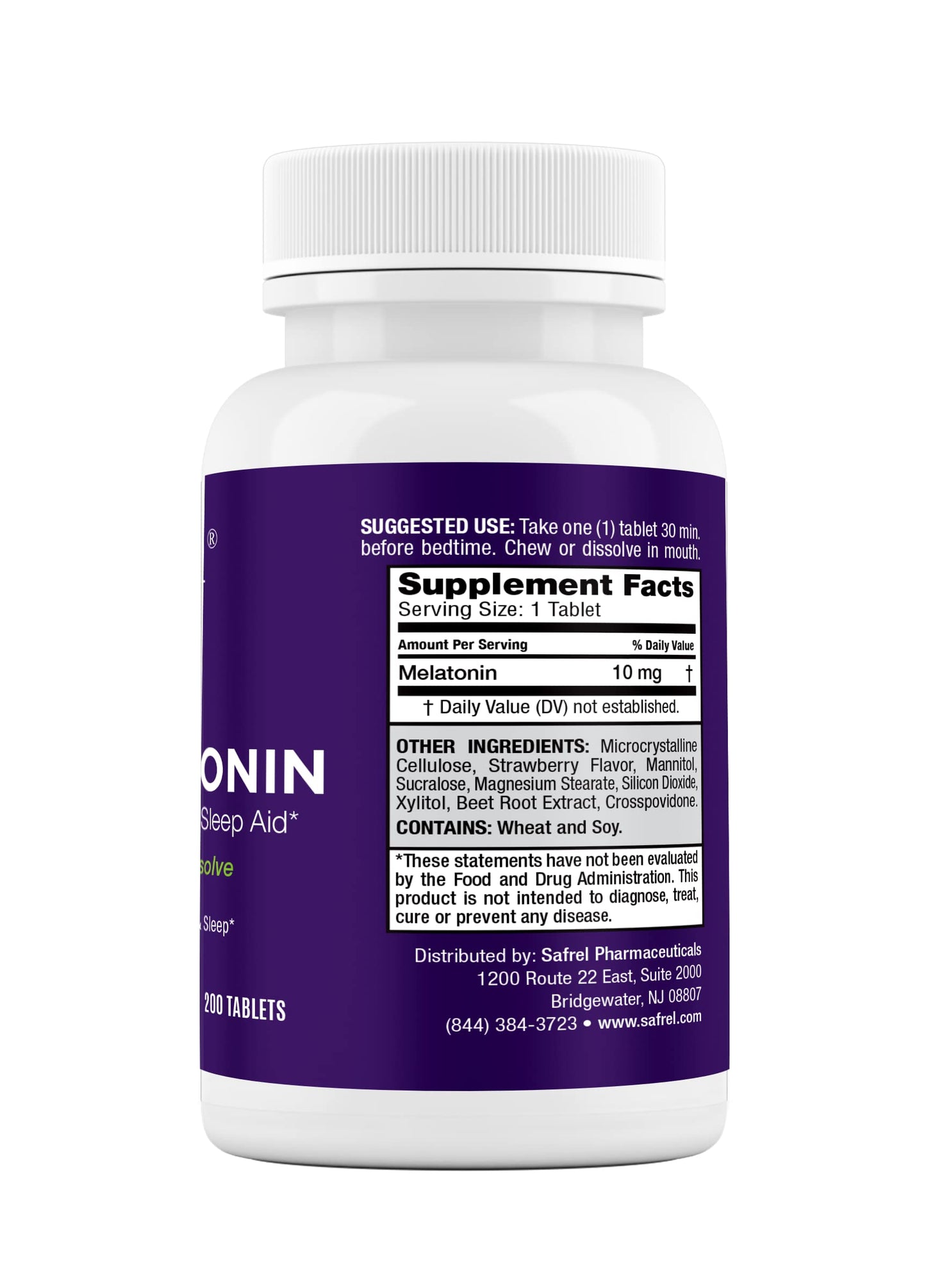 Safrel Melatonin Chewable 10 mg, 200 Count