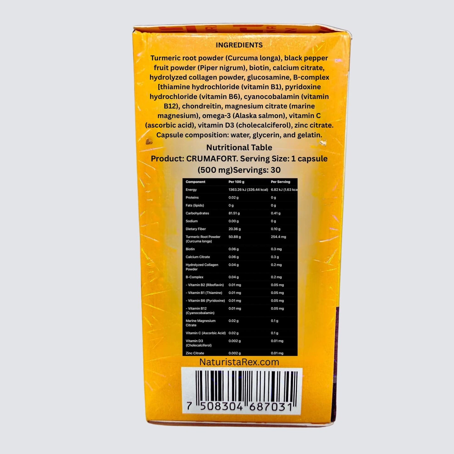 Generic CurmaFort-NAT 500mg Capsule, 30 Count