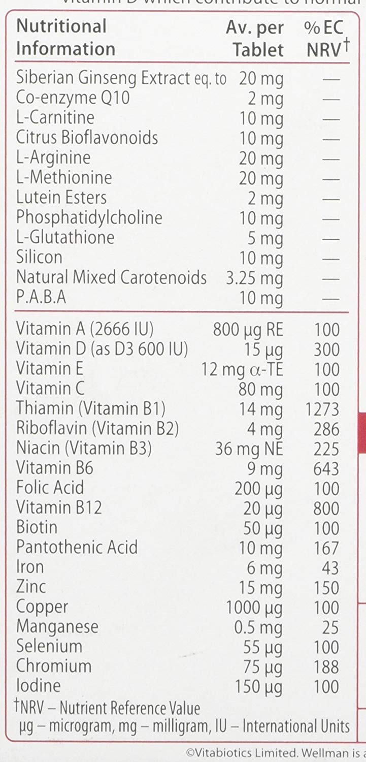 Wellman Multivitamins Tablets 120 Tablets