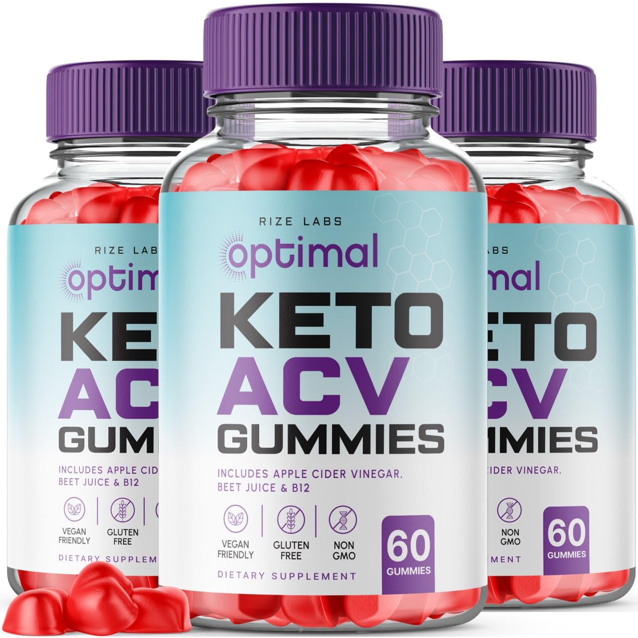 Rize Labs Optimal Keto ACV Gummies with Apple Cider Vinegar, Advanced Weight Loss Formula, Gluten Free and Non-GMO Supplement, Helps in Reducing Belly Fat, 180 Gummies