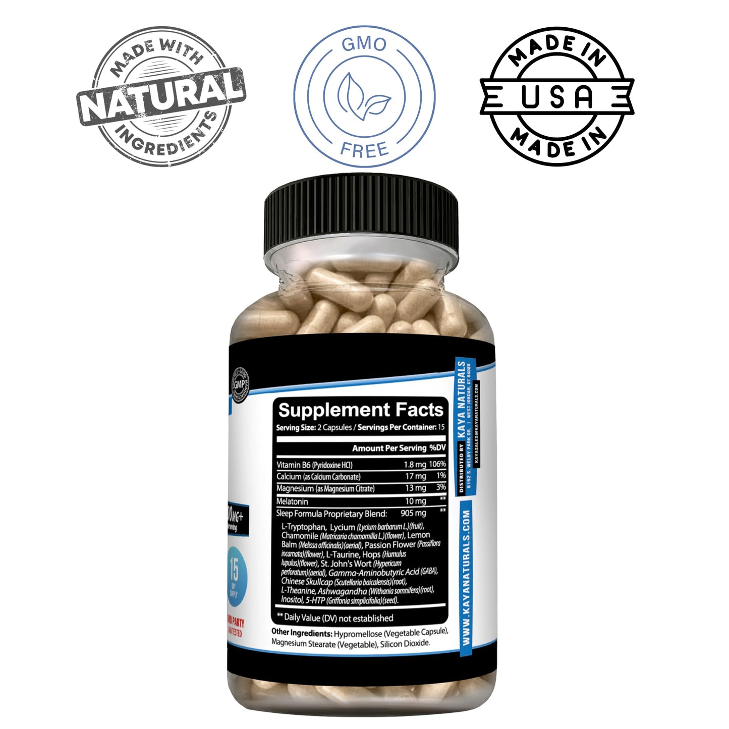 Kaya Naturals Sleep Support Formula with Melatonin 30 Capsules