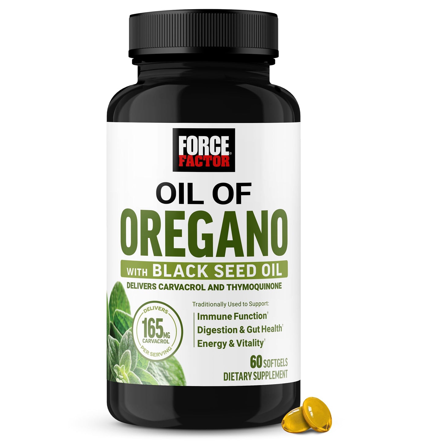 Force Factor Oil of Oregano with Black Seed Oil Softgels 60