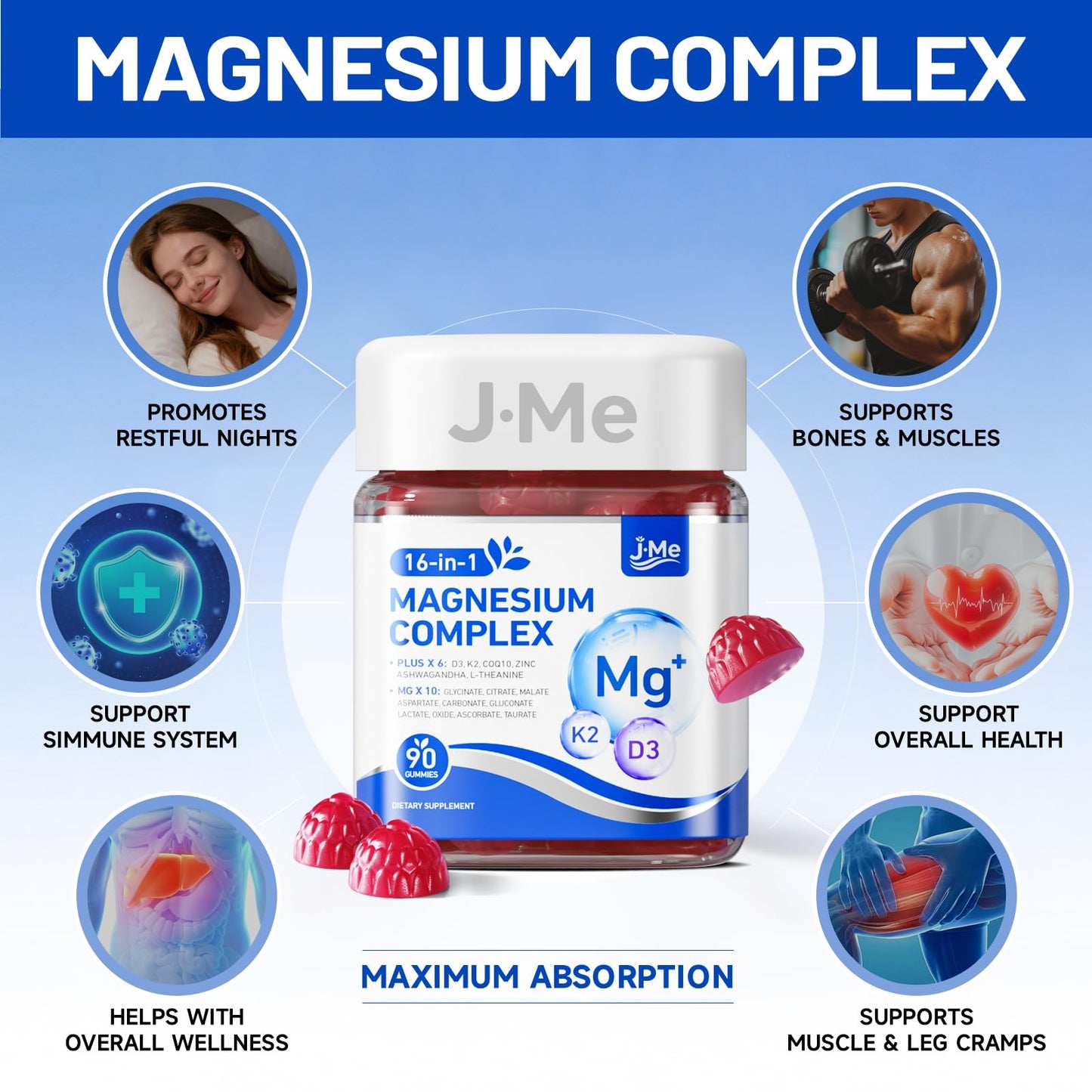 JME Sleep & Restore Magnesium Complex Gummies, 90 Gummies