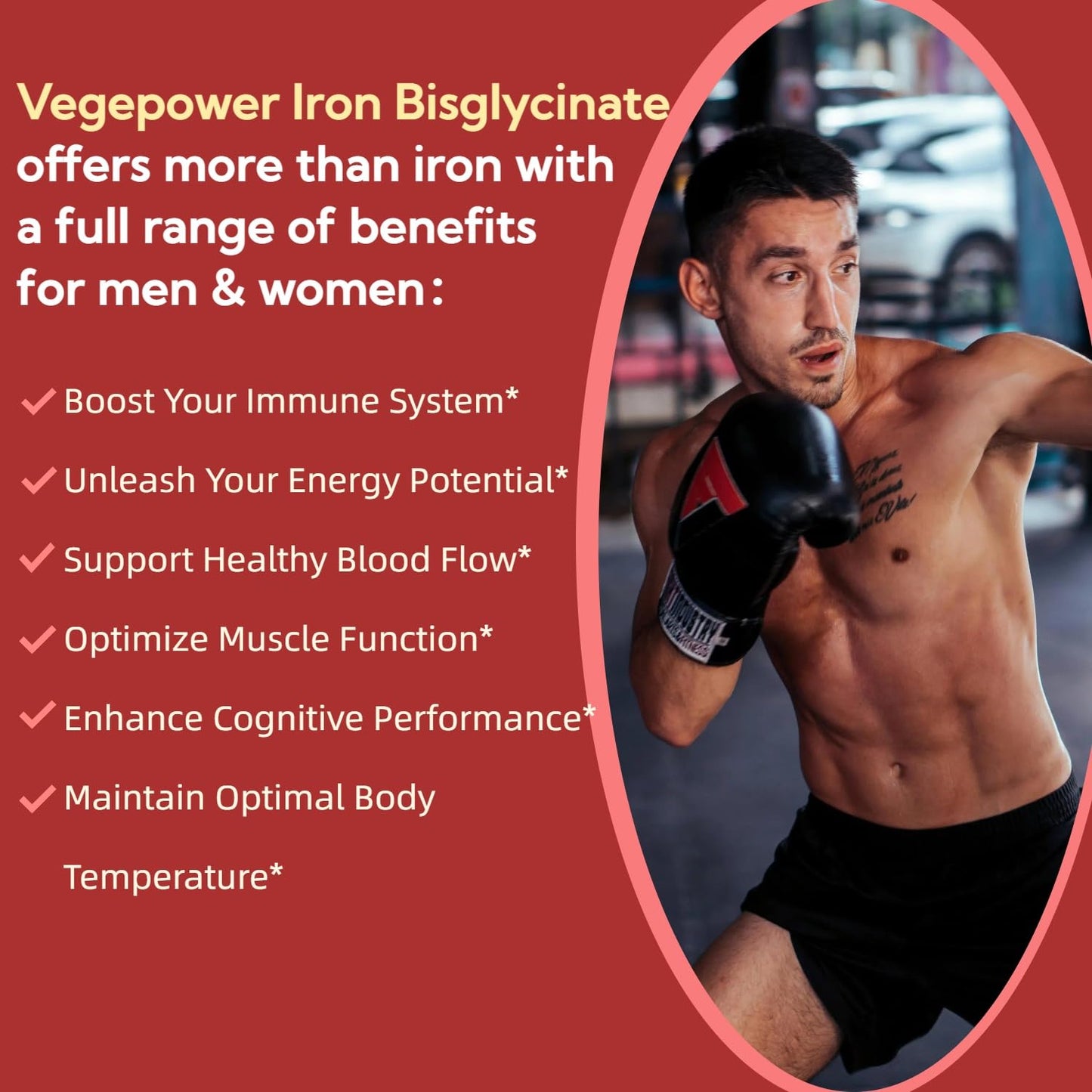 VEGEPOWER Iron Bisglycinate Capsules, 60 Capsules