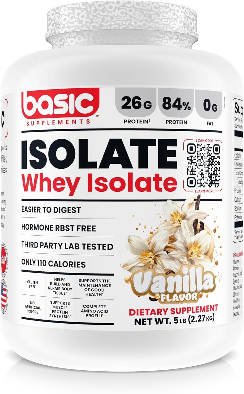 Basic Supplements Whey Protein Isolate Powder, 32.27 oz