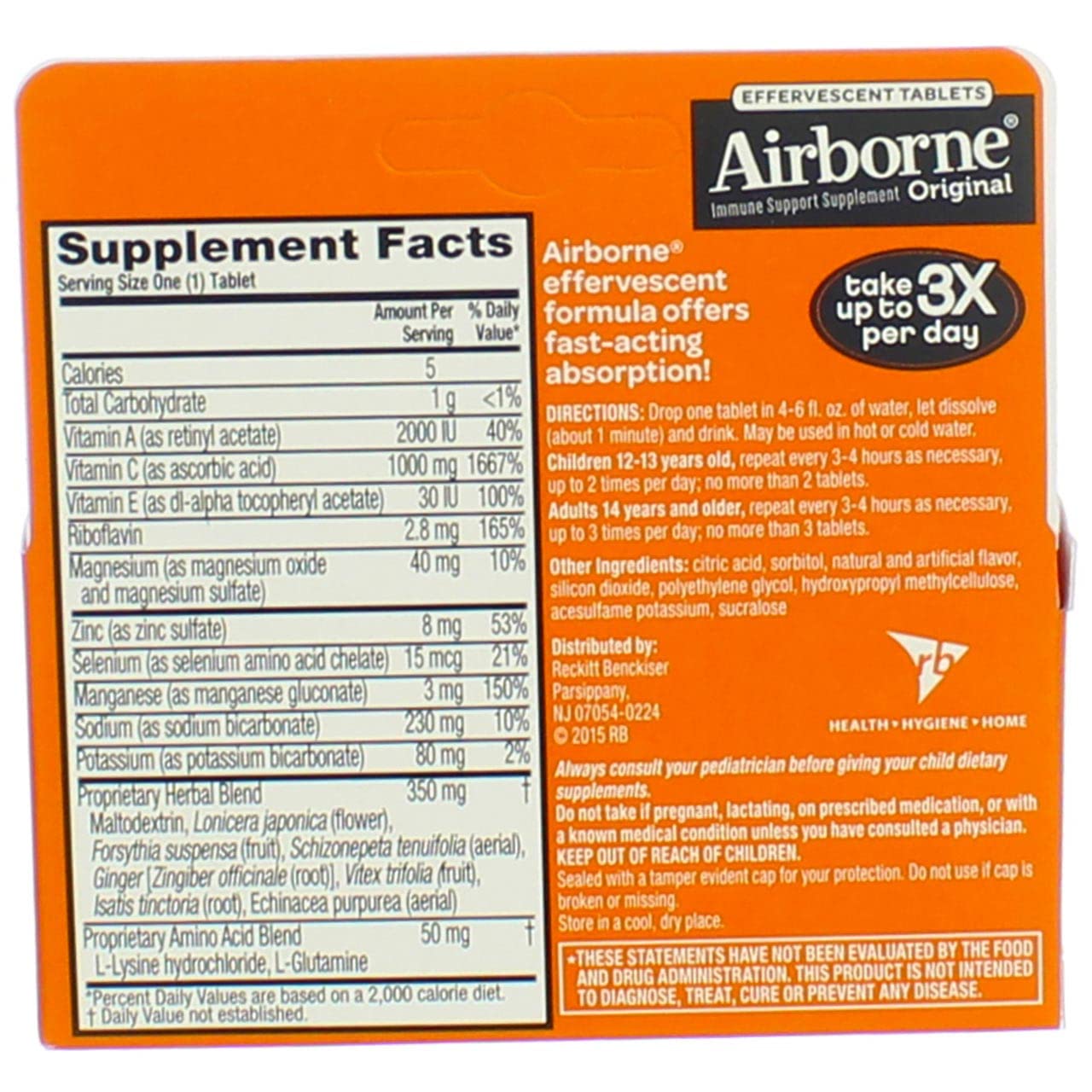 Airborne On-The-Go Packs Zesty Orange Powder 10 Count
