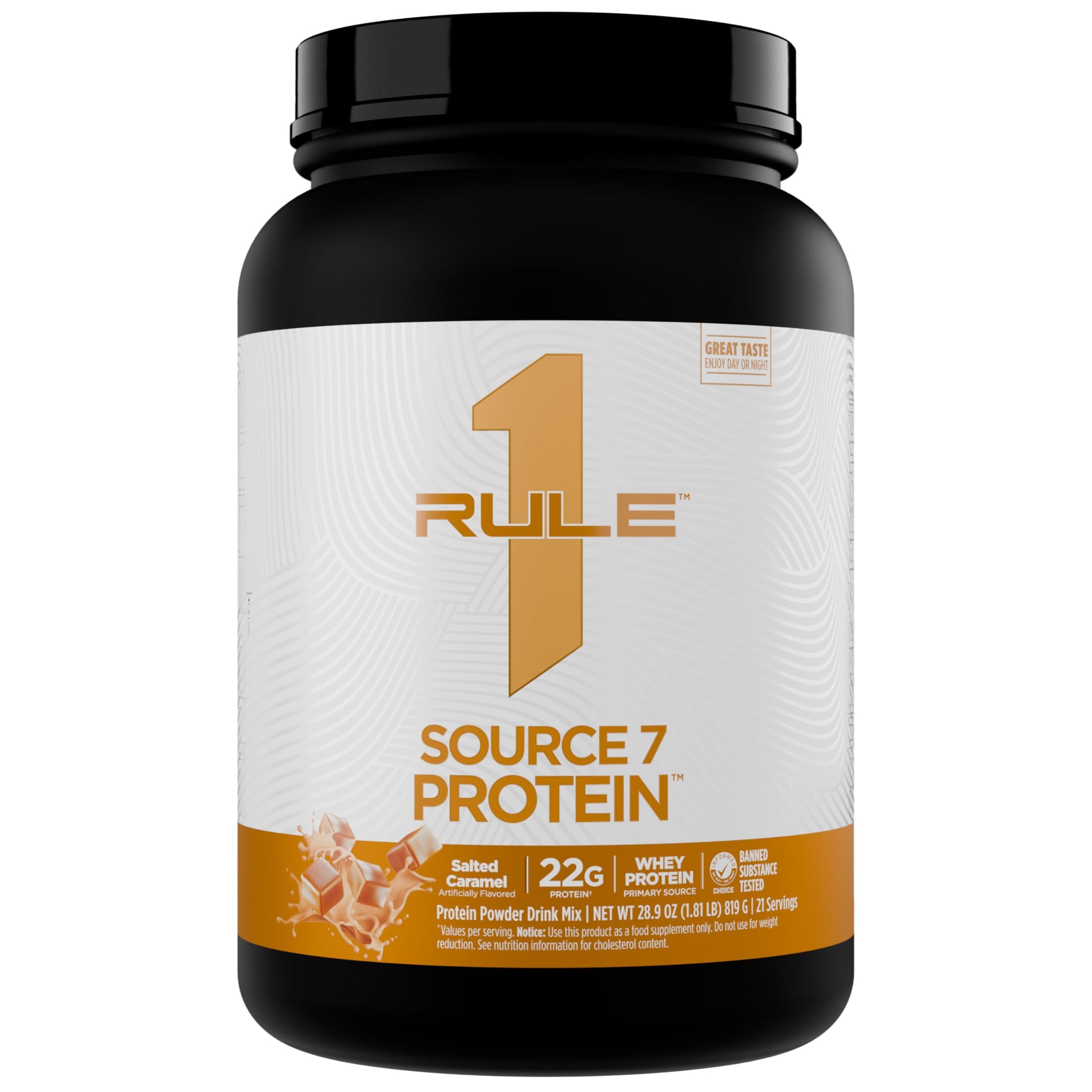 Rule 1 Proteins Source 7 Protein Powder, Salted Caramel, 28 Servings