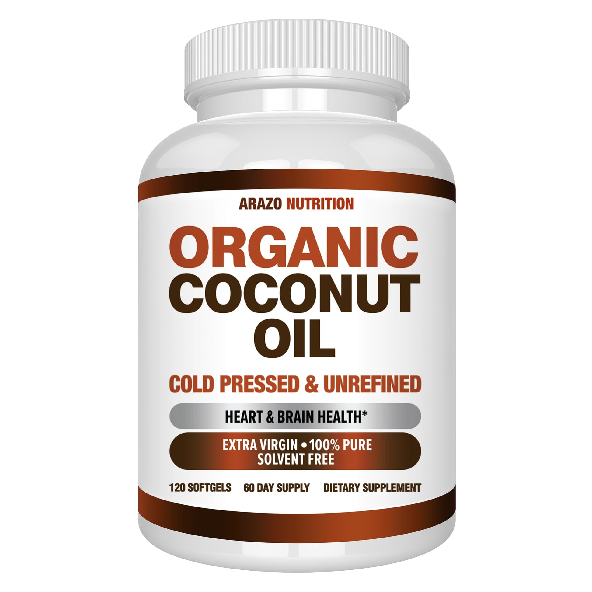 Arazo Nutrition Organic Coconut Oil 2000 mg Per Serving Soft Gel 120